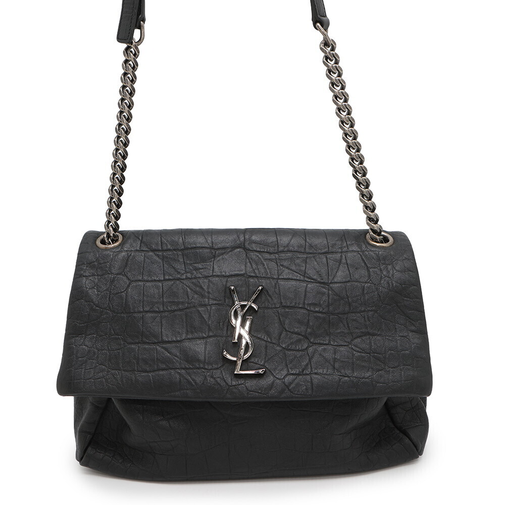 Saint Laurent Paris Shoulder Bag West Hollywood Embossed Leather Black - Picture 1 of 12